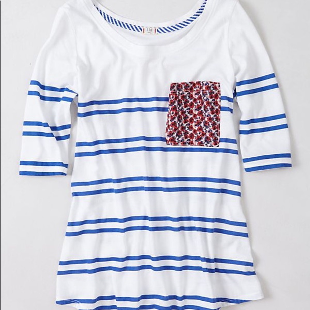 Anthro TLA kaleidoscope pocket tee sz Sm in YELLOW